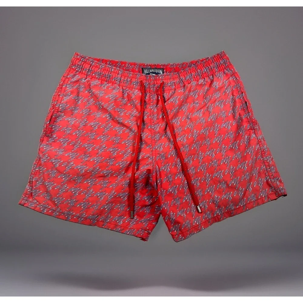 Authentic Vilebrequin Moorea Swim Trunks Men's L Fish Print Geometric Shorts